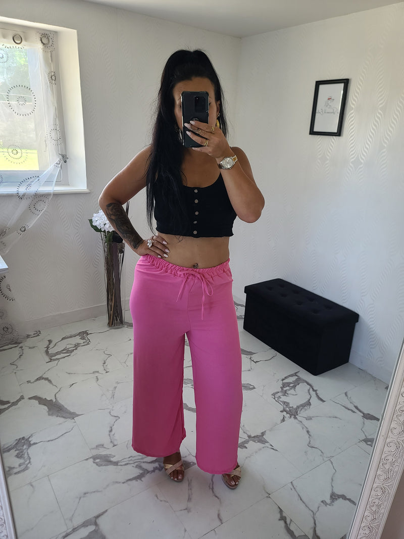 Pantalon fluide Zao rose