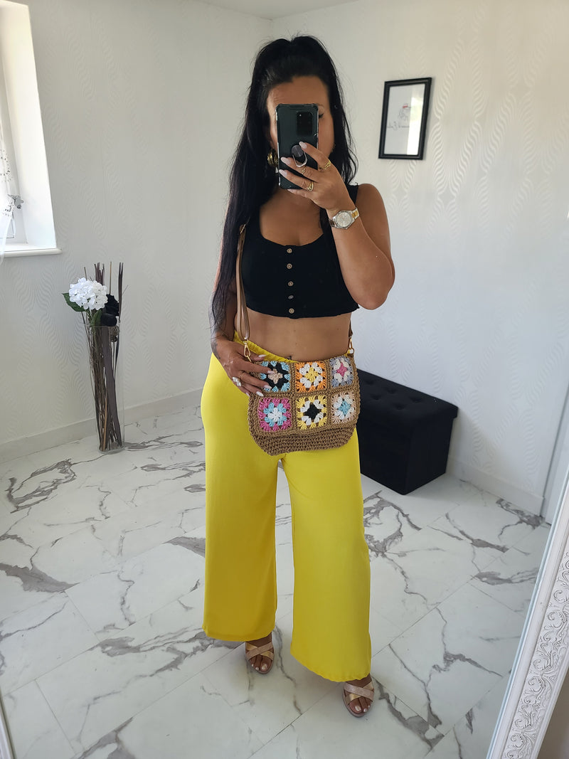 Pantalon fluide Zao jaune