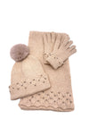 Ensemble bonnet, gants, écharpe THEO beige