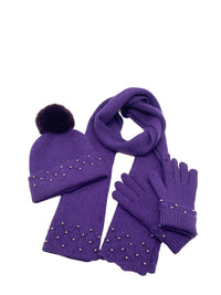 Ensemble Bonnet, écharpe, gants THEO violet